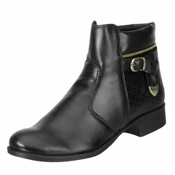 Bota Feminina Cano Curto Médio Coturno Zíper Exclusiva