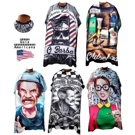 Capa de Corte Cabelo Barba Profissional Personalizada Barbeiro Cabeleireiro Várias Estampas TRIED TRUE 2
