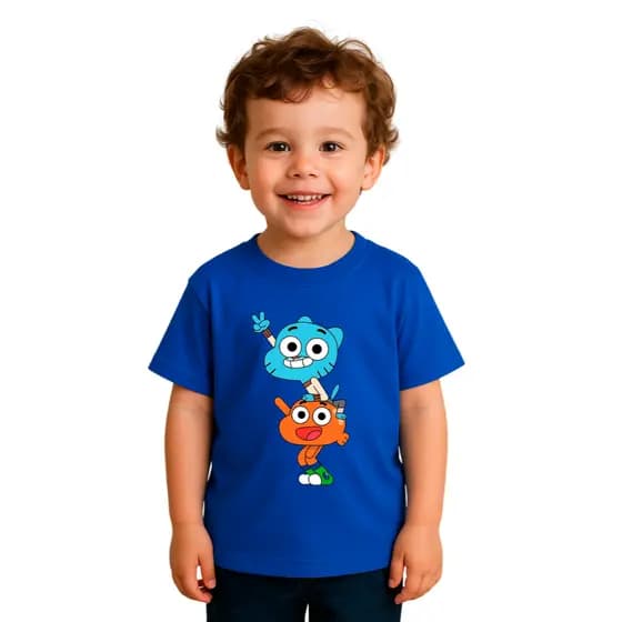 Camiseta Algodão Gumball Infantil Pras Crianças Desenhos Envio Rapido 2 ao 16