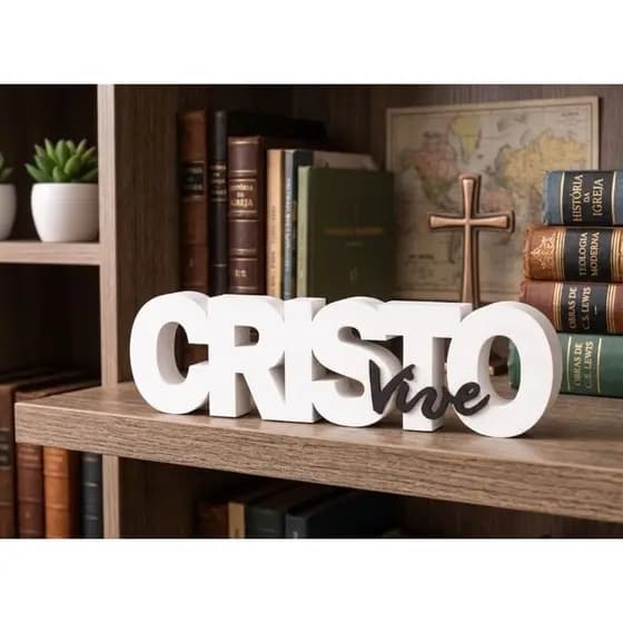 Letreiro Decorativo "CRISTO vive"- Branco e Preto