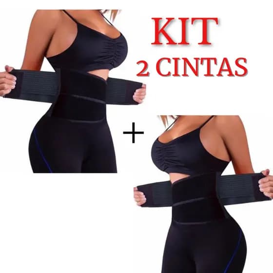 Kit Com 2 Cinta Termica Ajustavel Feminina Modelador Abdominal Fitness Reduz Medidas Envio Imediato