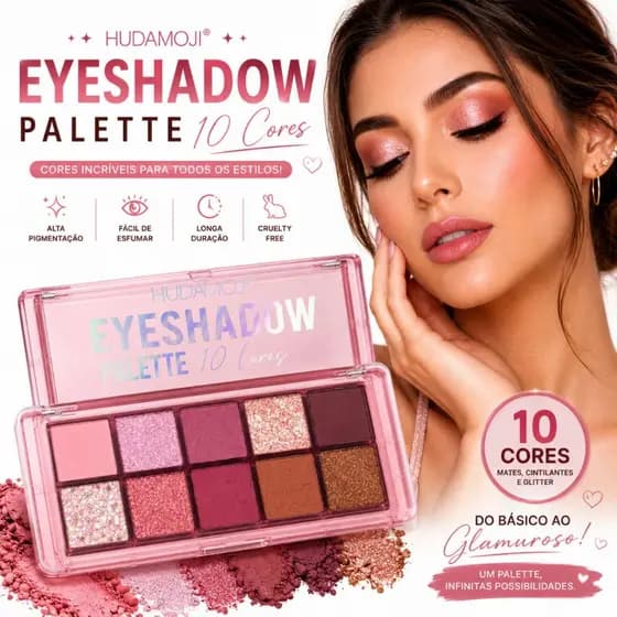 Paleta De Sombras 10 Cores Matte E Glitter Alta Pigmentação Longa Duração À Prova D'Água