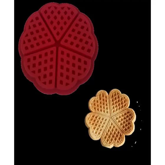 Forma Molde de Silicone Antiaderente para Waffles Cavidades Coracao 17,5cm