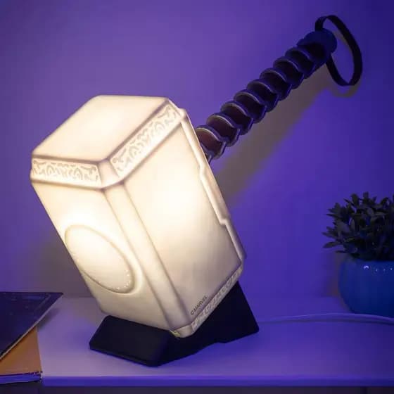 LUMINÁRIA ABAJUR DE MESA MARTELO DO THOR MARVEL MJOLNIR GRANDE ASGARD TENSÃO ILUMINAÇÃO