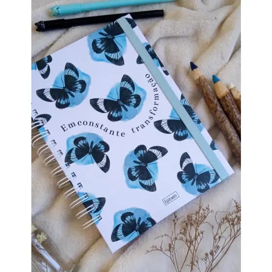 Caderno - sketchbooks A5 - Jardim Secreto - Caderno de Borboletas - ARTESANAL
