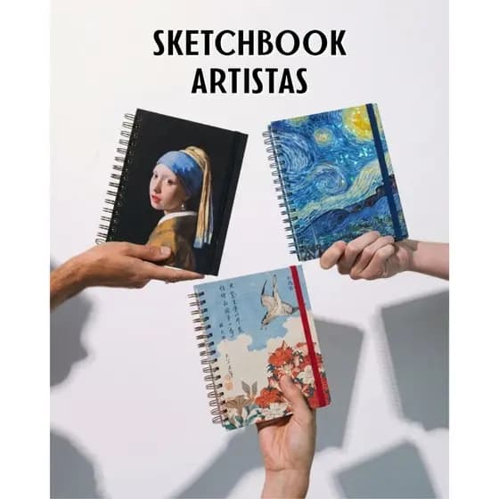 Sketchbook A5 - Caderno A5 Van gogh - Papel polén - Caderno de anotações - Caderno de desenho - ARTESANAL