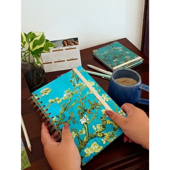 Planner 2026 A5 - van gogh - monet - hokusai - planejamento - arte - artesanal - personalizado