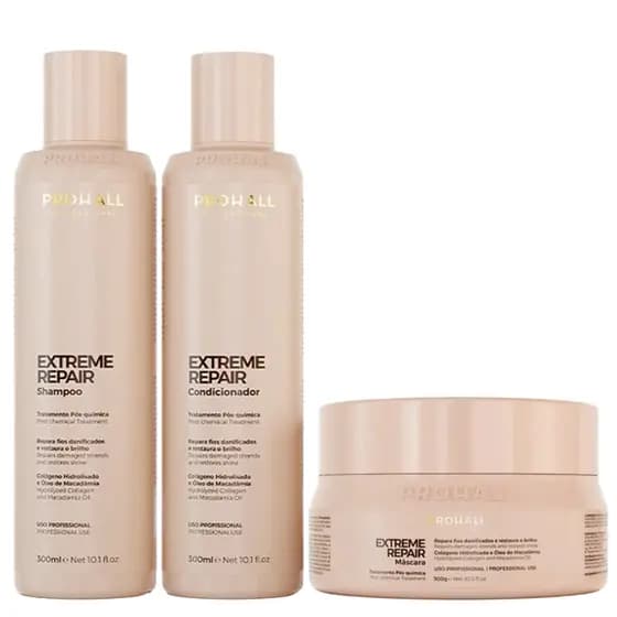 Prohall Kit Home Care Shampoo 300ml + Condicionador 300ml + Máscara 300g Extreme Repair