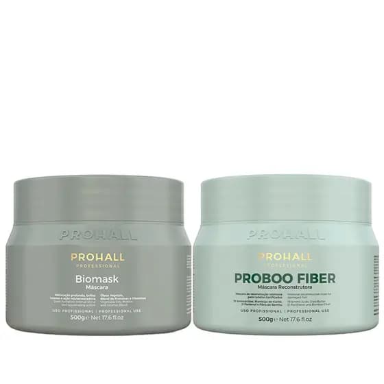 Prohall Máscara Biomask 500g + Máscara Proboo Fiber Reconstrutora 500g Cronograma Capilar