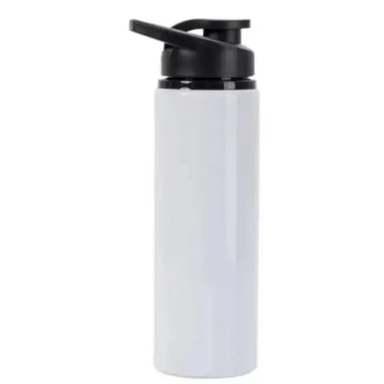 Squeeze Alumínio Branco 750ml Para Sublimação Garrafa de Água BPA Free com Tampa Preta