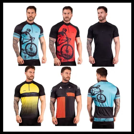 Camiseta ciclismo masculina camisa para ciclista bolso zíper proteção UV