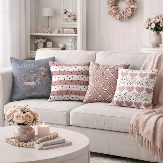4 Capas de Almofada Estampadas 45X45Cm Sublimada Promoção