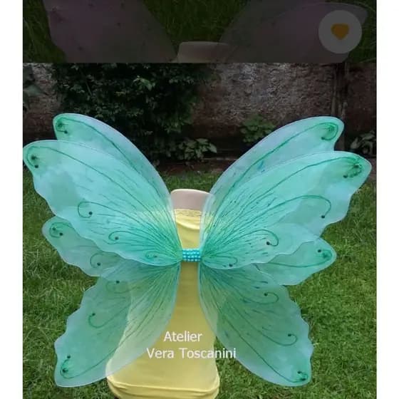 Kit Asa de Fada com Varinha | Fantasia Infantil e adulto Artesanal Encantadafeita em meia seda