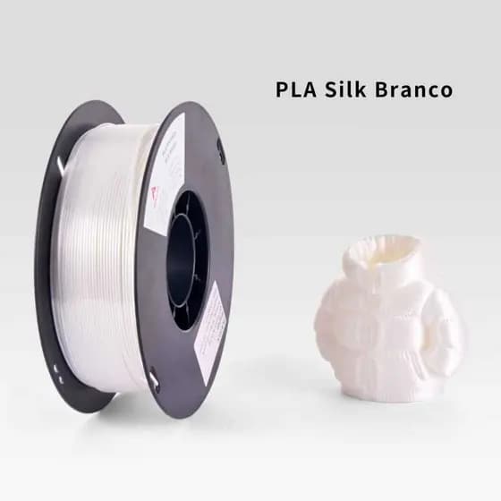 Filamento PLA Branco Silk Premium 1Kg 1,75mm Efeito Aveludado Impressora 3D FDM Rise 3D