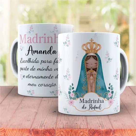 Caneca personalizada madrinha padrinho com nome e frase dinda dindo de consagração para presentear