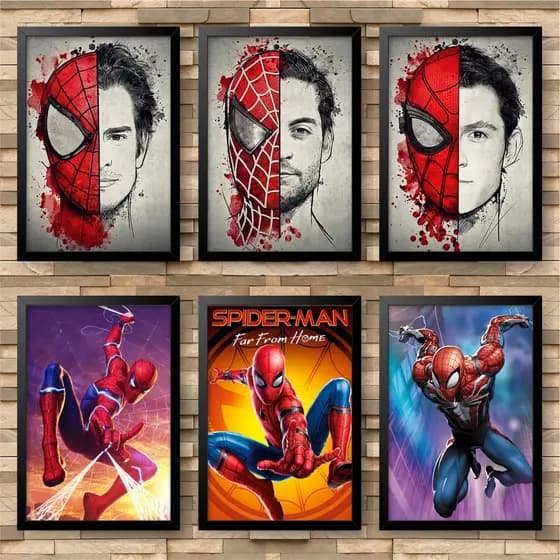 Quadros Decorativos com moldura Spider-man, Homem Aranha, Marvel, Série, Avengers, Amazing, Marvel, Vingadores