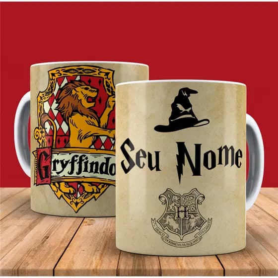 Caneca com seu nome Casas de hogwarts coleção - Harry Potter, Grifinória, Sonserina, Lufa- Lufa, Corvinal