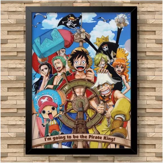 ONE PIECE - Quadros e Placa Decorativa de Parede para quarto e sala tema Wanted luffy Zoro Nami Usopp Sanji Tony Chopper