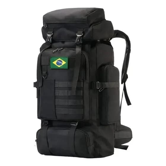 Mochila Camping Aventureira Militar 80l Impermeável + Patch Br