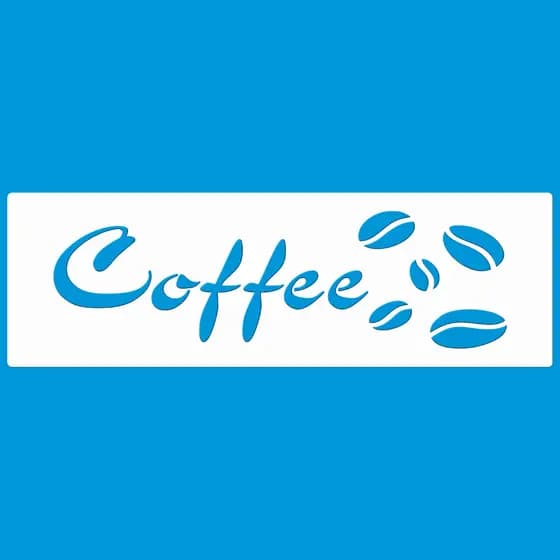 STENCIL 8 x 25 PALAVRA COFFEE MOLDE VAZADO PINTURA TECIDO MDF MADEIRA PAREDE CAMISETA PANO PRATO