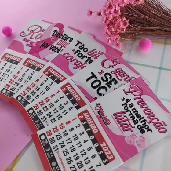 50 Mini Calendário imã 2026- Outubro Rosa