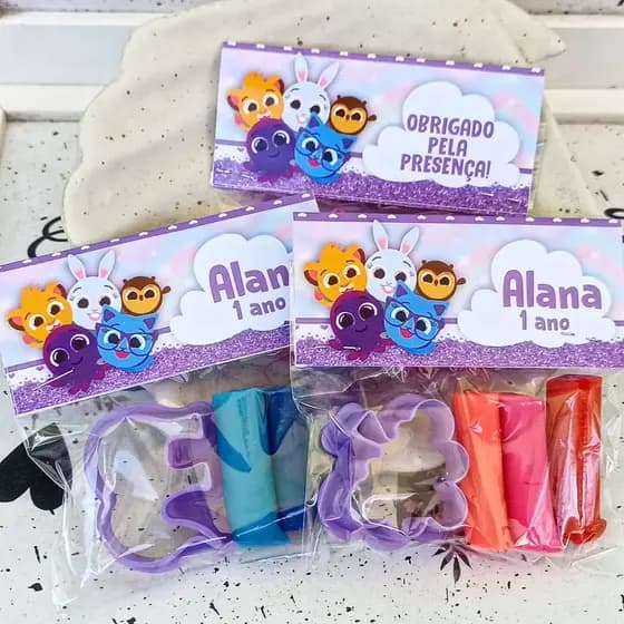20 kit Mini Massinha Personalizada - Bolofofos Menina Lilas