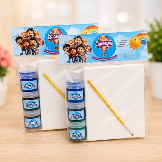 10 Kit tela de pintura personalizada dia das crianças