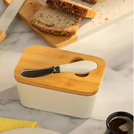 Manteigueira De Porcelana Com Espatula