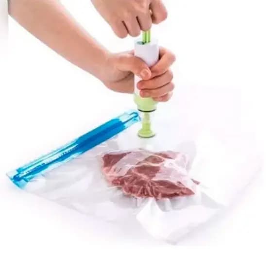 Bomba de Sucção Para Saco Hermético á Vácuo para Alimentos Fechamento Zip Lock Duplo Reutilizável