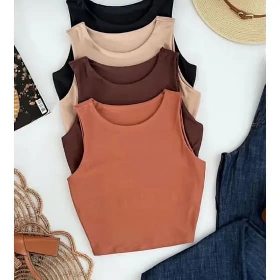 Blusa Cropped Regata Verão Academia