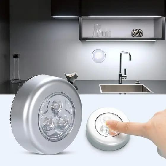 01 Luz Luminária de Toque LED Sem Fio para Armário Guarda-Roupa A Pilha