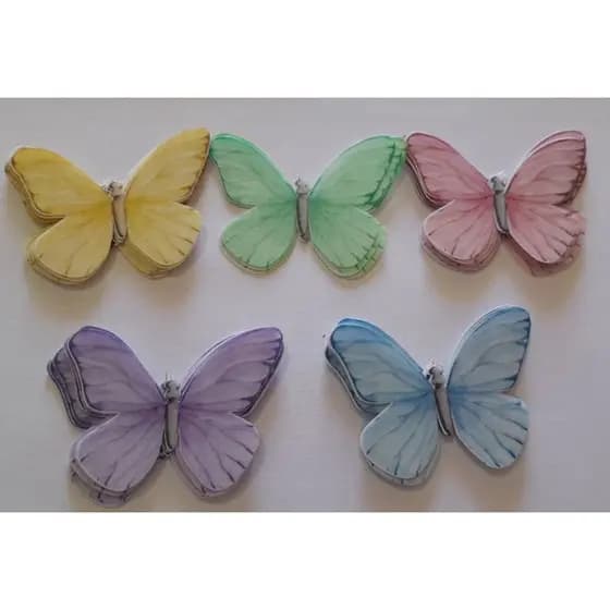 ENVIO RÁPIDO -Kit 24 Borboletas comestíveis de papel Arroz aquarela-Aplique comestível borboletas-decoração Borboletas