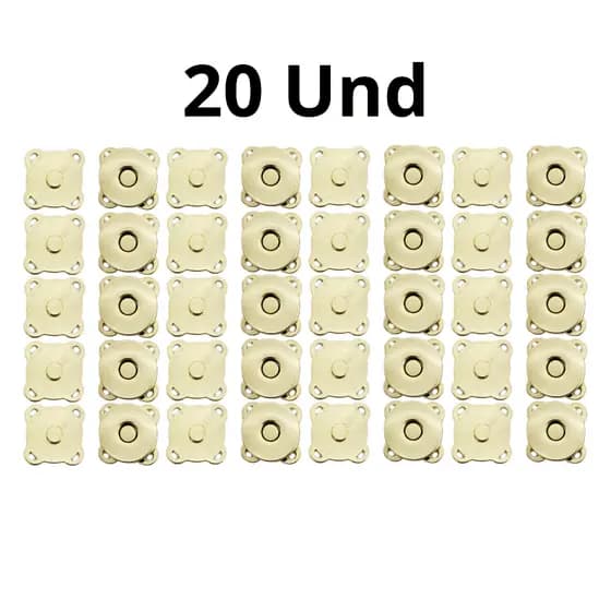 Kit 20 Botao Dourado 18mm Magnéticos Imantados Imã Ideal para Bolsas Carteiras Casacos