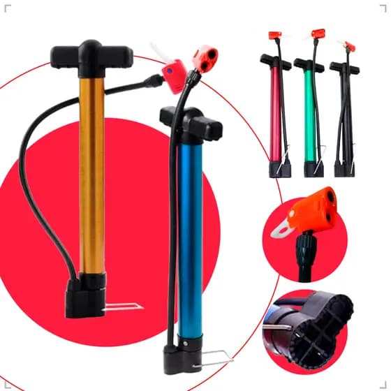 Bomba De Ar Manual 3 Bicos Schrader E Presta Encher Pneu Carro Moto Bicicleta Bike Bola Boia Balão Colchão Piscina