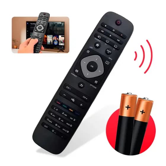 Controle Remoto Para Tv Philips Smart Universal Lcd Led + 2 Pilhas