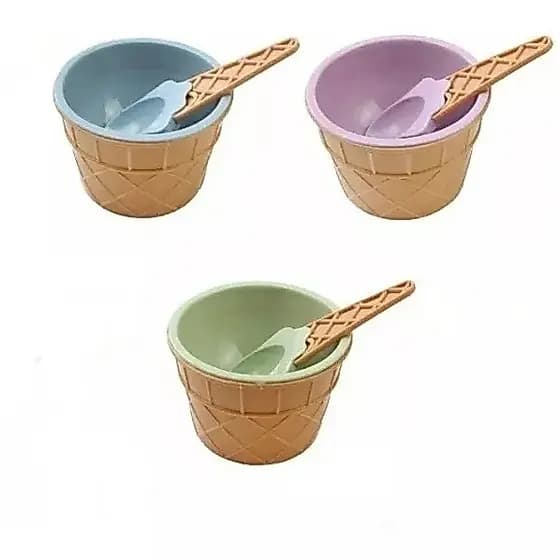 Pote Tigela Casquinha Sorvete Sobremesa Com Colher-200ML