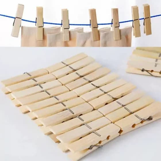 Prendedor Pregador Bambu Pendura Roupa Durável-PACOTE COM 20 UNIDADES