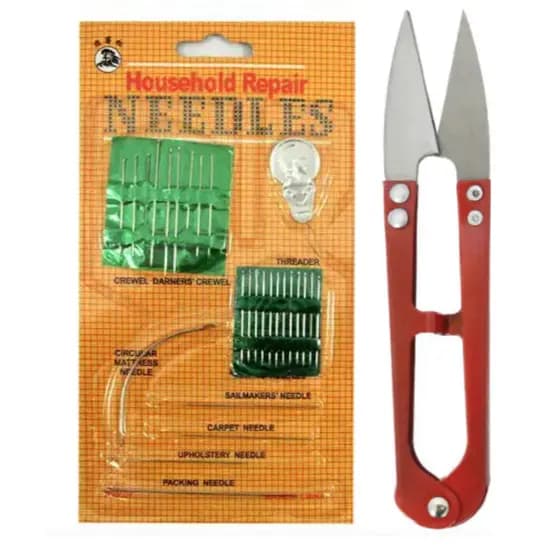 Kit agulhas com 26 Unidades Tesoura Arremate Costura