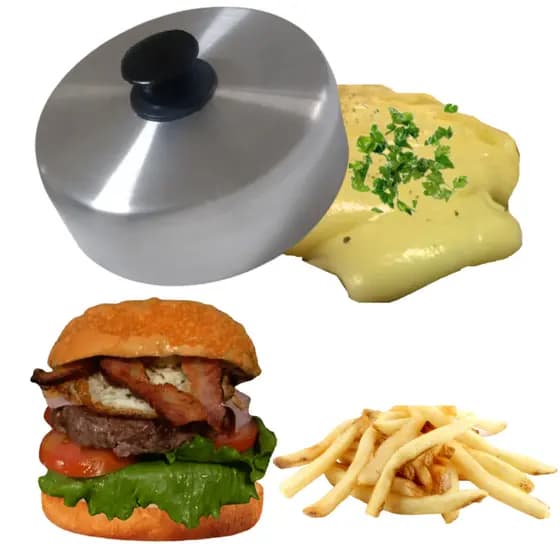 Abafador de Hambúrguer Tampa Abafar Carnes Lanches Frangos Chapa Chapeiro Fogão Artesanal Caseiro