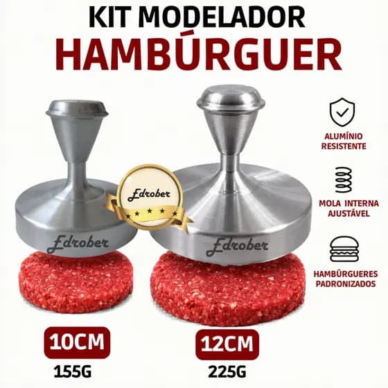 Modelador Hambúrguer Prensador 2 Tamanhos 10cms E 12 Cms Forma Molde Americano