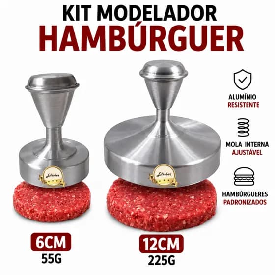 Modelador Hambúrguer 12 cms Mini Modelador 6 cms Prensador