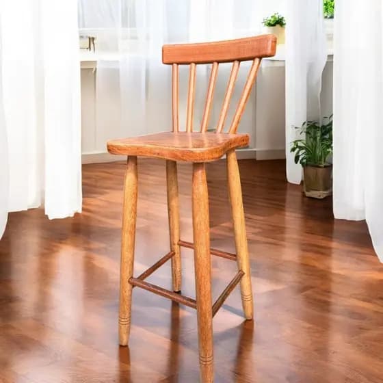 Banqueta Encosto Balcão Country 70cm Madeira Maciça Casa Gourmet