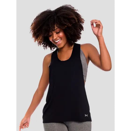 Regata Feminina Cavada Lisa Tecido Anti-Bolinha Massam Fitness