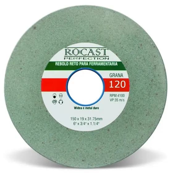 REBOLO PARA MOTO ESMERIL VÍDIA 6"X3/4" GR 120 CARBETO DE SILÍCIO 242,0008 - AMATOOLS - ROCAST