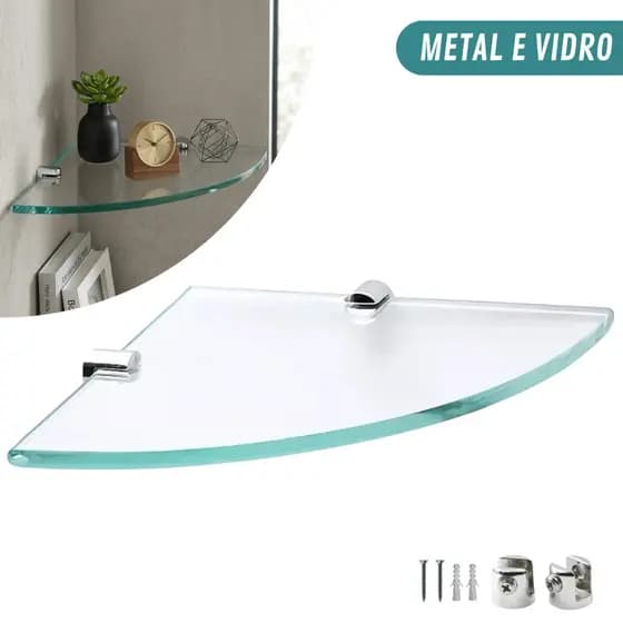 Prateleira Porta Shampoo de Vidro 20x20x6 Banheiro Lavanderia Prateleira