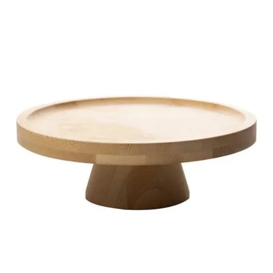 Boleira Prato para Bolo de Bambu Natural com Pé 20cm