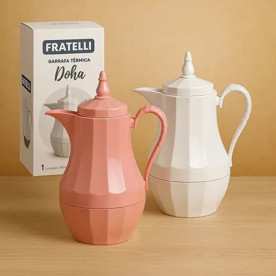 GARRAFA TÉRMICA DOHA 1L BEBIDAS QUENTES CHÁ CAFÉ