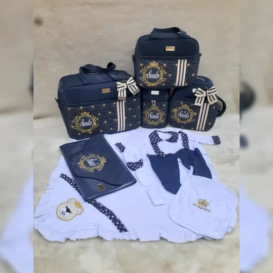 Bolsas de bebe coroa/FTA personalizado (AZUL MARINHO)
