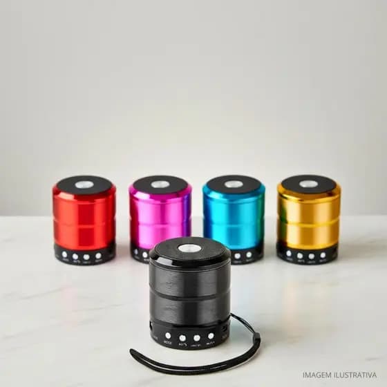 Caixa de Som Mini Speaker Portátil c/ Bluetooth Rádio FM USB e Cartão SD Som Estéreo Potente