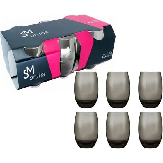Copo de Vidro Aruba Nadir 465ml Fumê Copo Grande Para Água Suco Refrigerante Drink Bar